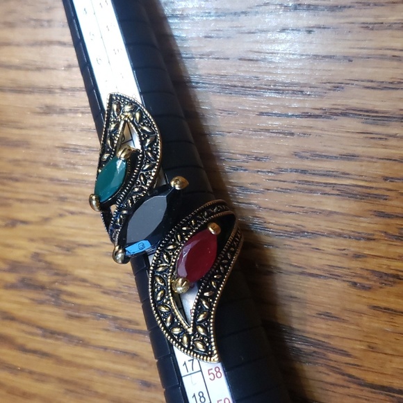 Antiqued Brass Gemstone Ring Size 6.5 - Picture 4 of 6